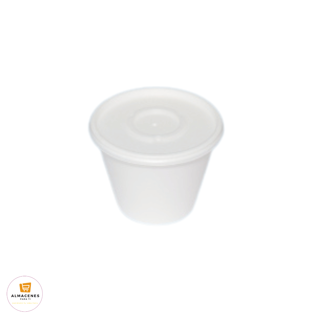 Contenedor Con Tapa 16 Oz Rígida Blanco 500 Unidades